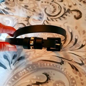 Lodis Black Leather Gold Studded Belt - S